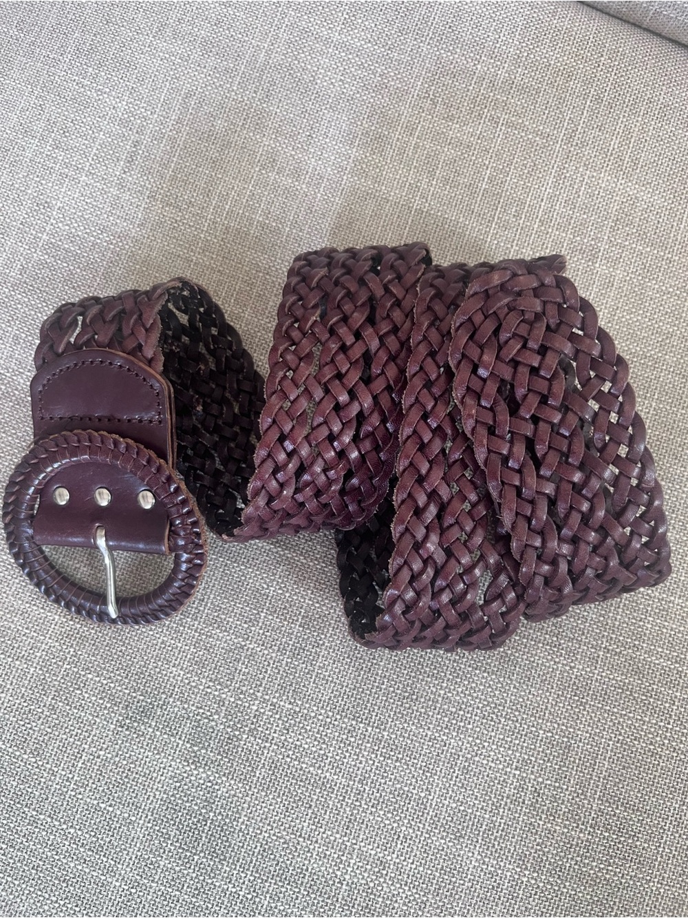 Braided Leather Belt in Dark Brown